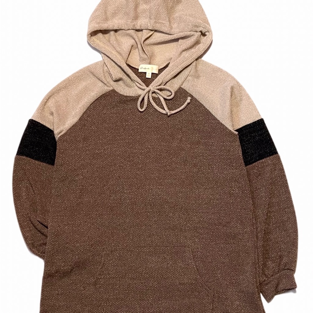 “NEW” 
Unisex Brown and Tan Hoodie Sweater